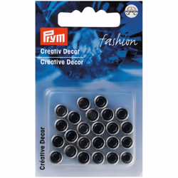Prym Round Diamante Studs Black - per pack of 24