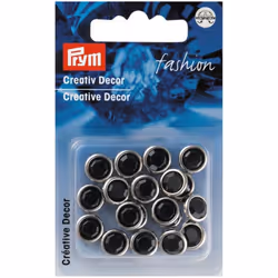 Prym Round Diamante Studs  Black  - per pack of 20