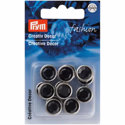 Prym Round Diamante Studs  Black  - per pack of 16
