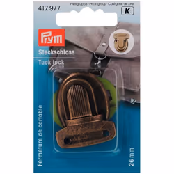 Prym Tuck Lock Bag Fastener Antique Brass - per pack