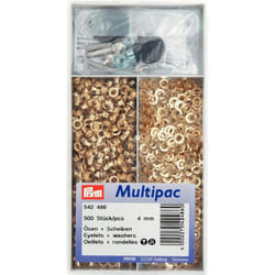 Prym 1 542486 Eyelets and Washers Brass 4.0 mm Gold col, Metal