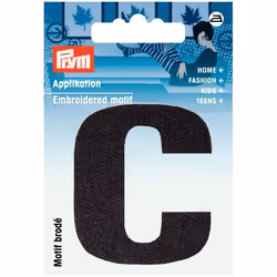 Prym Alphabet Letter Patch Motif Letter C - Black - each