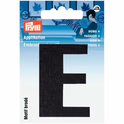 Prym Alphabet Letter Patch Motif  Letter E - Black - each