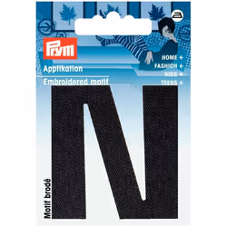 Prym Alphabet Letter Patch Motif  Letter N - Black - each
