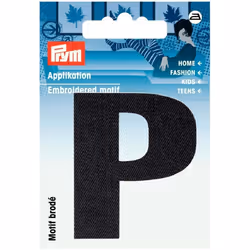 Prym Alphabet Letter Patch Motif Letter P - Black - each