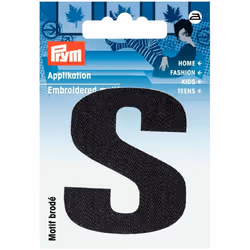 Prym Alphabet Letter Patch Motif  Letter S - Black - each