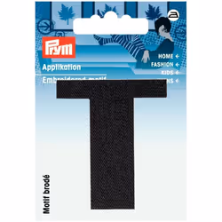 Prym Alphabet Letter Patch Motif  Letter T - Black - each