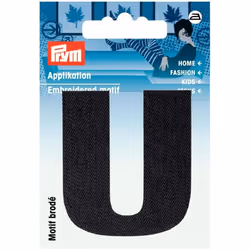 Prym Alphabet Letter Patch Motif Letter U - Black - each