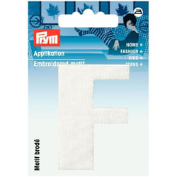 Prym Alphabet Letter Patch Motif  Letter F - White - each