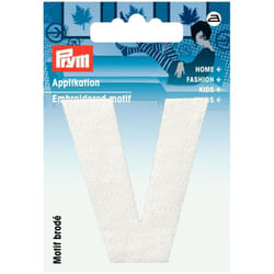 Prym Alphabet Letter Patch Motif  Letter V - White - each