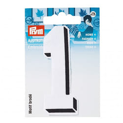Prym Number Patch Motif  Small Number 1 - White - each
