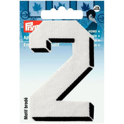 Prym Number Patch Motif  Small Number 2 - White - each