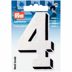 Prym Number Patch Motif  Small Number 4 - White - each