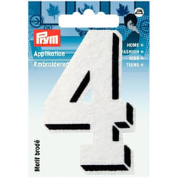 Prym Number Patch Motif  Small Number 4 - White - each