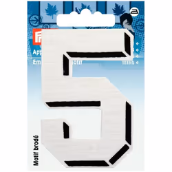 Prym Number Patch Motif  Small Number 5 - White - each