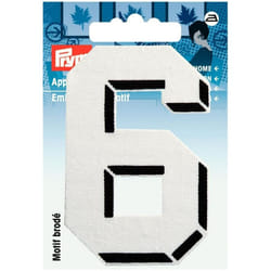 Prym Number Patch Motif  Small Number 6 - White - each