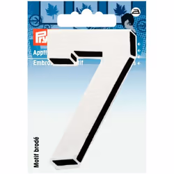 Prym Number Patch Motif  Small Number 7 - White - each