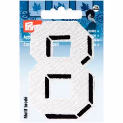 Prym Number Patch Motif  Small Number 8 - White - each