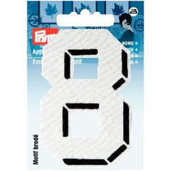 Prym Number Patch Motif  Small Number 8 - White - each