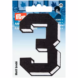 Prym Number Patch Motif  Small Number 3 - Black - each