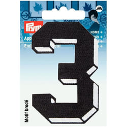Prym Number Patch Motif  Small Number 3 - Black - each
