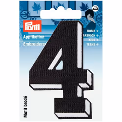 Prym Number Patch Motif  Small Number 4 - Black - each