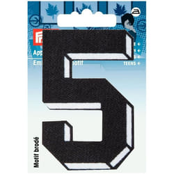 Prym Number Patch Motif  Small Number 5 - Black - each