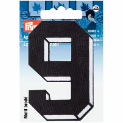 Prym Number Patch Motif  Small Number 9 - Black - each