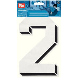 Prym Number Patch Motif  Large Number 2 - White - each