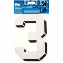 Prym Number Patch Motif  Large Number 3 - White - each