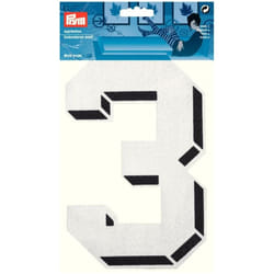 Prym Number Patch Motif  Large Number 3 - White - each