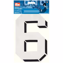 Prym Number Patch Motif  Large Number 6 - White - each