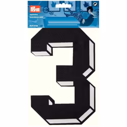 Prym Number Patch Motif Large Number 3 - Black - each