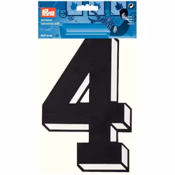 Prym Number Patch Motif  Large Number 4 - Black - each