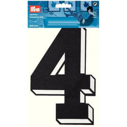 Prym Number Patch Motif  Large Number 4 - Black - each