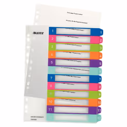 Esselte 1244-00-00, Numeric tab index, Polypropylene (PP), Multicolour, Portrait, A4 Maxi, 0.3 mm