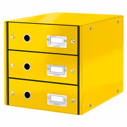 Leitz Click & Store WOW, Cardboard, Polypropylene (PP), Yellow, 3 drawer(s), Brochure, Envelope, 286 x 282 x 358 mm, 2.21 kg