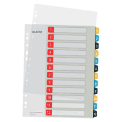 Leitz 12480000 tab index Numeric tab index Polypropylene (PP)