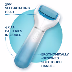 Scholl Velvet Smooth Electric Foot File with Exfoliating Refill, Blue