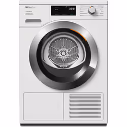 Miele TEF765WP EcoSpeed&8kg, Freestanding, Front-load, Heat pump, Chrome, White, Rotary, Touch, Lotus White