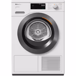 Miele TED265WP 8kg, Freestanding, Front-load, Heat pump, Grey, White, Rotary, Touch, Lotus White