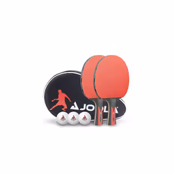 JOOLA Table Tennis Set DUO Carbon | 2 Bats + 3 Ping Pong Balls + 1 Case , black / red, 6 pieces