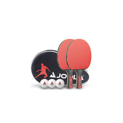 JOOLA Table Tennis Set DUO Carbon | 2 Bats + 3 Ping Pong Balls + 1 Case , black / red, 6 pieces