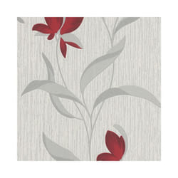 Red Silver Flower Wallpaper Glitter Floral Textured Modern White Vinyl Erismann