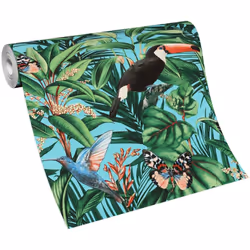 Paradisio 2 Jungle Birds Wallpaper Blue Erismann 10121-18