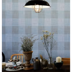 Erismann Blue Black Grey Check Tartan Glitter Textured Vinyl Wallpaper