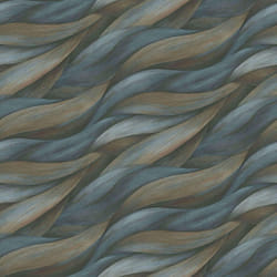 Erismann Casual Chic Leaf Waves Metallic Wallpaper - Blue Dark Green 10257-08