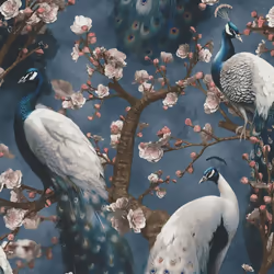 Erismann Abode Play of Light Peacock Wallpaper - Navy Blue 10414-08