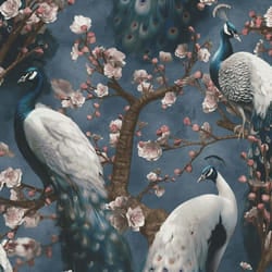 Erismann Abode Play of Light Peacock Wallpaper - Navy Blue 10414-08