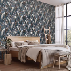 Erismann Abode Play of Light Peacock Wallpaper - Navy Blue 10414-08